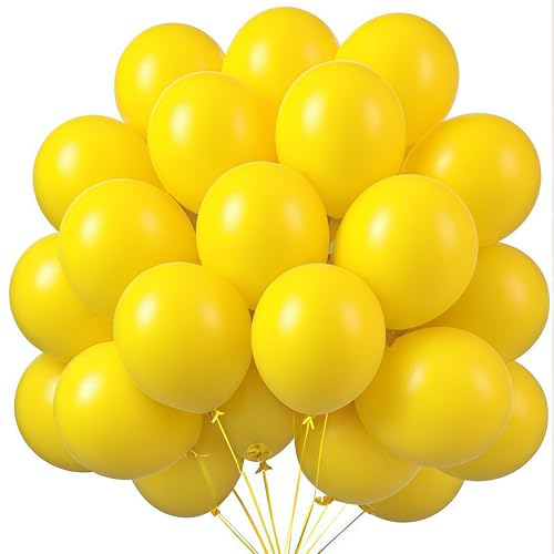 EWODEIEW Luftballons Gelb, 60 Stück 10 Zoll Gelb Latex Ballons,Matt Yellow Helium Luftballon,Gelbe Luftballon Girlande Partyballon für Geburtstag Babyparty Hochzeit Party Deko von EWODEIEW