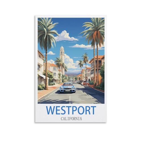 EWPLOREWASP California Westport Vintage-Reiseposter auf Leinwand, Kunstposter, Geschenk, Wanddekoration, Malerei, Poster, dekorative Poster EWPLOREWASP California Westport Vintage-Reiseposter auf Leinwand, Kunstposter, Geschenk, Wanddekoration, Malerei, Poster, dekorative Poster von EWPLOREWASP
