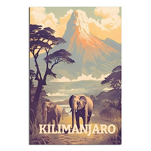 EWPLOREWASP Vintage-Reise-Poster, Mount Kilimanjaro, Sonnenuntergang, Leinwand, Kunst, Poster, Geschenk, Wanddekoration, Malerei, Poster, dekorative Poster von EWPLOREWASP