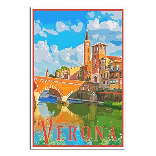 EWPLOREWASP Vintage Reiseposter Italien Verona Leinwand Kunst Poster Geschenk Wanddekoration Malerei Poster Dekorative Poster von EWPLOREWASP