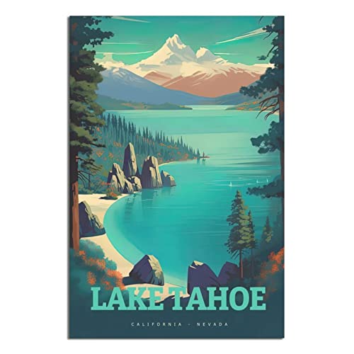 EWPLOREWASP Vintage Reiseposter Kalifornien Lake Tahoe Leinwandkunst Poster Geschenk Wanddekoration Gemälde Poster Dekorative Poster von EWPLOREWASP