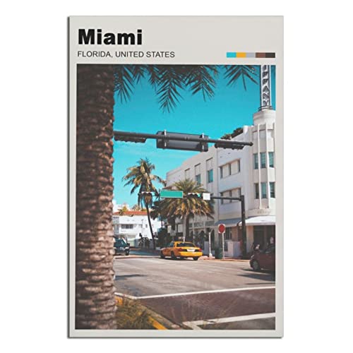 Florida Miami Vintage Reiseposter Leinwand Kunst Poster Geschenk Wanddekoration Gemälde Poster Dekorative Poster von EWPLOREWASP