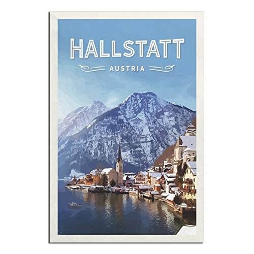 Hallstatt Österreich Vintage Reiseposter Leinwand Kunst Poster Geschenk Wanddekoration Gemälde Poster Dekorative Poster von EWPLOREWASP