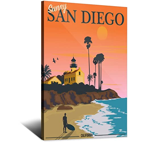 San Diego Surf Vintage Reiseposter Leinwand Kunst Poster Geschenk Wanddekoration Malerei Poster Dekorative Poster von EWPLOREWASP