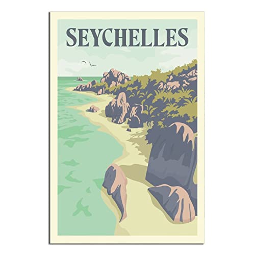 Seychellen Vintage Reiseposter Leinwand Kunst Poster Geschenk Wanddekoration Malerei Poster Dekorative Poster von EWPLOREWASP