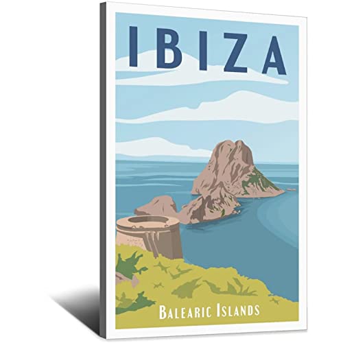 Spanien Ibiza Vintage Reiseposter Leinwand Kunst Poster Geschenk Wanddekoration Malerei Poster Dekorative Poster von EWPLOREWASP