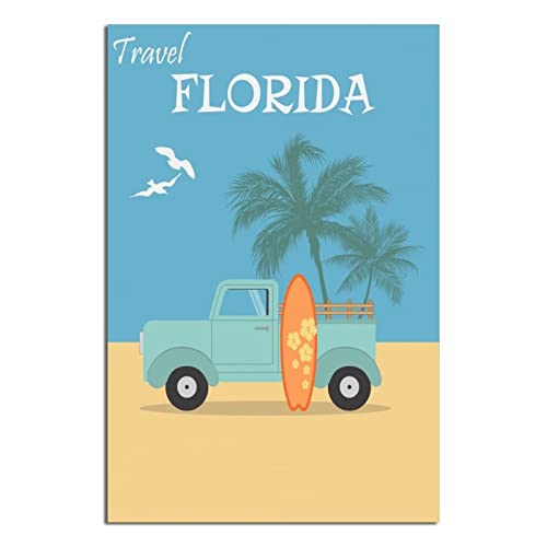 Vintage Reiseposter Florida Strand Leinwand Kunst Poster Geschenk Wanddekoration Malerei Poster Dekorative Poster von EWPLOREWASP