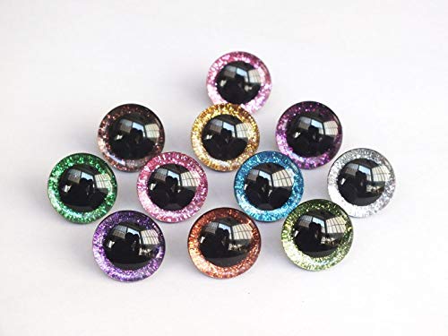 EWQK DIY 20 STÜCKE 12mm / 14mm / 16mm / 20mm / 25mm Klar Trapezoid Kunststoff Sicherheit Spielzeug Augen + Glitzer VONWOVENS -KAN Wähle Größe und Farbe für gestricktes Spielzeug/Stofftier von EWQK