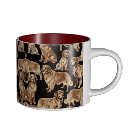 EWQrtyy Golden Retrievers Druck große Keramiktassen, praktische Tassen für Cafés und Büros, bequemer Griff, stabiler Boden EWQrtyy Golden Retrievers Druck große Keramiktassen, praktische Tassen für Cafés und Büros, bequemer Griff, stabiler Boden von EWQrtyy