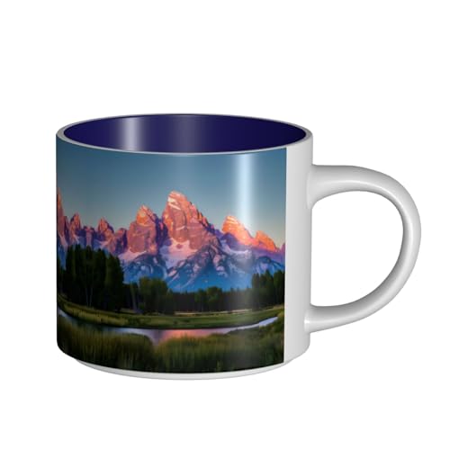 EWQrtyy Grand Teton Keramikbecher mit großem Fassungsvermögen, praktische Tassen für Cafés und Büros, bequemer Griff, stabiler Boden von EWQrtyy