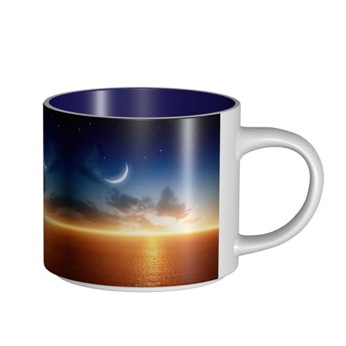 EWQrtyy Große Keramiktasse mit Himmel und Mond, praktische Tassen für Cafés und Büros, bequemer Griff, stabiler Boden von EWQrtyy