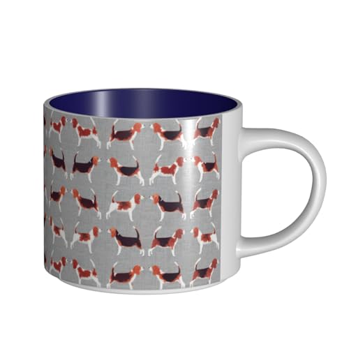 EWQrtyy Keramikbecher mit Beagle-Muster, große Kapazität, praktische Tassen für Cafés und Büros, bequemer Griff, stabiler Boden von EWQrtyy
