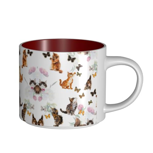 EWQrtyy Keramikbecher mit Katzen- und Schmetterlings-Druck, große Kapazität, praktische Tassen für Cafés und Büros, bequemer Griff, stabiler Boden EWQrtyy Keramikbecher mit Katzen- und Schmetterlings-Druck, große Kapazität, praktische Tassen für Cafés und Büros, bequemer Griff, stabiler Boden von EWQrtyy