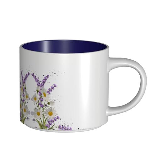 EWQrtyy Keramikbecher mit Lavendelblüte, große Kapazität, praktische Tassen für Cafés und Büros, bequemer Griff, stabiler Boden EWQrtyy Keramikbecher mit Lavendelblüte, große Kapazität, praktische Tassen für Cafés und Büros, bequemer Griff, stabiler Boden von EWQrtyy