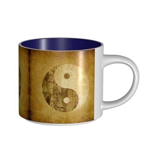 EWQrtyy Keramikbecher mit Yin-Yang-Symboldruck, große Kapazität, praktische Tassen für Cafés und Büros, bequemer Griff, stabiler Boden EWQrtyy Keramikbecher mit Yin-Yang-Symboldruck, große Kapazität, praktische Tassen für Cafés und Büros, bequemer Griff, stabiler Boden von EWQrtyy