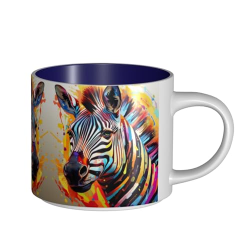 EWQrtyy Keramikbecher mit abstraktem Tier-Zebradruck, große Kapazität, praktische Tassen für Cafés und Büros, bequemer Griff, stabiler Boden von EWQrtyy
