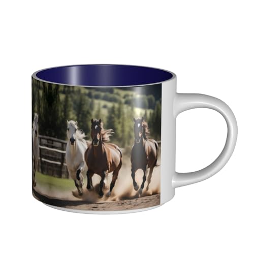 EWQrtyy Keramikbecher mit drei laufenden Pferden, große Kapazität, praktische Tassen für Cafés und Büros, bequemer Griff, stabiler Boden EWQrtyy Keramikbecher mit drei laufenden Pferden, große Kapazität, praktische Tassen für Cafés und Büros, bequemer Griff, stabiler Boden von EWQrtyy