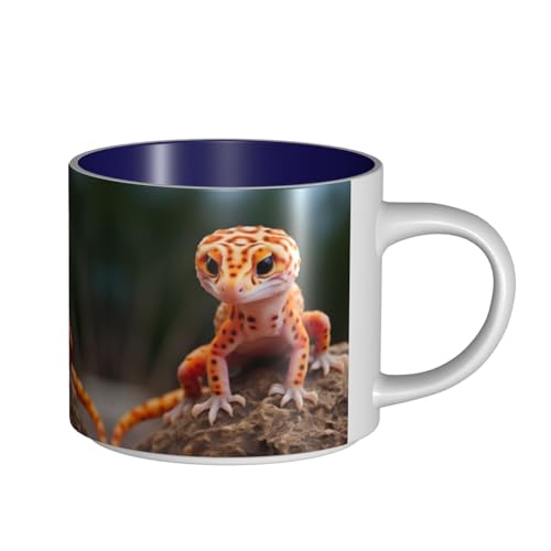 EWQrtyy Keramikbecher mit großem Fassungsvermögen, Motiv: Sand Leopard Gecko, praktische Tassen für Cafés und Büros, bequemer Griff, stabiler Boden von EWQrtyy