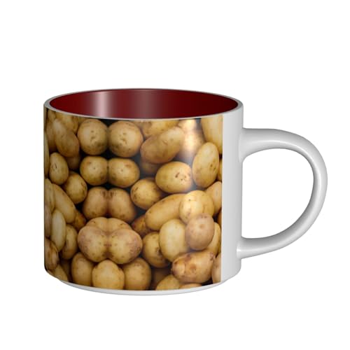 EWQrtyy Keramikbecher mit großem Fassungsvermögen für Gartenkartoffeln, praktische Tassen für Cafés und Büros, bequemer Griff, stabiler Boden von EWQrtyy