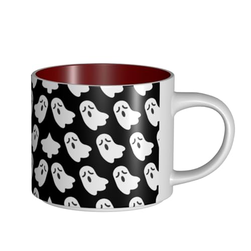 EWQrtyy Keramikbecher mit niedlichem Geister-Halloween-Muster, große Kapazität, praktische Tassen für Cafés und Büros, bequemer Griff, stabiler Boden EWQrtyy Keramikbecher mit niedlichem Geister-Halloween-Muster, große Kapazität, praktische Tassen für Cafés und Büros, bequemer Griff, stabiler Boden von EWQrtyy