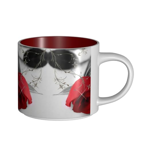 EWQrtyy Red Rose Keramikbecher mit großem Fassungsvermögen, praktische Tassen für Cafés und Büros, bequemer Griff, stabiler Boden EWQrtyy Red Rose Keramikbecher mit großem Fassungsvermögen, praktische Tassen für Cafés und Büros, bequemer Griff, stabiler Boden von EWQrtyy