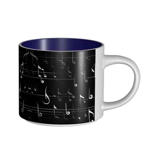 EWQrtyy Schwarze Keramikbecher mit Musiknoten-Druck, große Kapazität, praktische Tassen für Cafés und Büros, bequemer Griff, stabiler Boden EWQrtyy Schwarze Keramikbecher mit Musiknoten-Druck, große Kapazität, praktische Tassen für Cafés und Büros, bequemer Griff, stabiler Boden von EWQrtyy