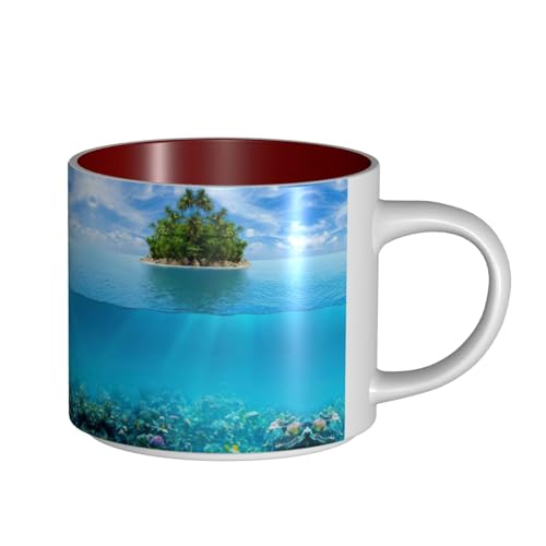EWQrtyy Unterwasser-Keramikbecher mit großem Fassungsvermögen, praktische Tassen für Cafés und Büros, bequemer Griff, stabiler Boden von EWQrtyy