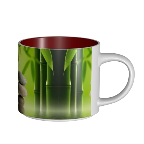 EWQrtyy Zen Stone Spa Printing Keramikbecher mit großem Fassungsvermögen, praktische Tassen für Cafés und Büros, bequemer Griff, stabiler Boden von EWQrtyy