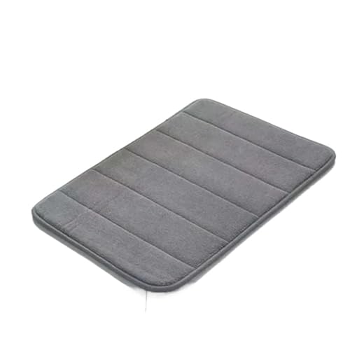 EWUHYFP Badematte Coral Fleece Badezimmerteppich Wasseraufnahme Rutschfester Memory Foam Saugfähiger waschbarer Teppich Toilettenbodenmatte(Gray) von EWUHYFP