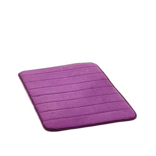 EWUHYFP Badematte Coral Fleece Badezimmerteppich Wasseraufnahme Rutschfester Memory Foam Saugfähiger waschbarer Teppich Toilettenbodenmatte(Purple) von EWUHYFP