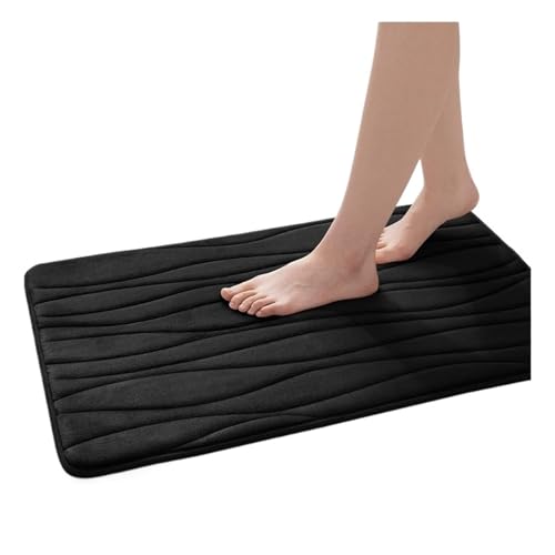 EWUHYFP Badematte aus Memory-Schaum, for Badezimmer und Toilette, rutschfest, saugfähig, for Küche, Schlafzimmer, Heimdekoration, Badezimmerteppich(Black,43CMx61CM) von EWUHYFP