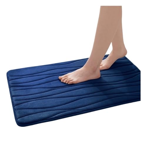 EWUHYFP Badematte aus Memory-Schaum, for Badezimmer und Toilette, rutschfest, saugfähig, for Küche, Schlafzimmer, Heimdekoration, Badezimmerteppich(Blue2,43CMx61CM) von EWUHYFP