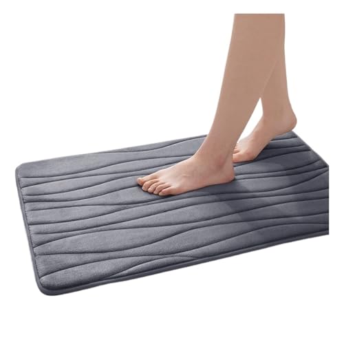 EWUHYFP Badematte aus Memory-Schaum, for Badezimmer und Toilette, rutschfest, saugfähig, for Küche, Schlafzimmer, Heimdekoration, Badezimmerteppich(Gray,61CMx119CM) von EWUHYFP