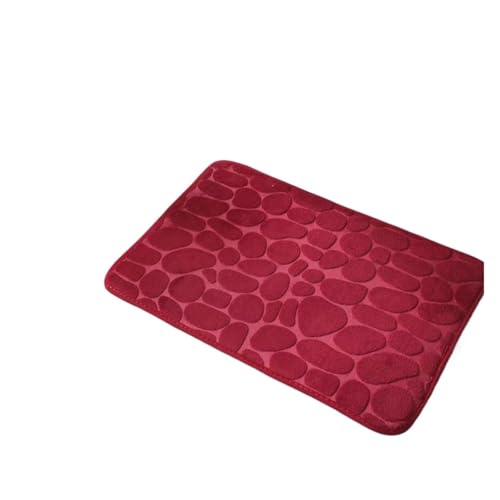 EWUHYFP Badematte aus Memory-Schaum mit Kopfsteinpflaster-Prägung, for Badezimmer, Badewanne, Waschbecken, Badewannenseite, Bodenteppich, Duschraum-Fußmatte for(Burgundy,50x80CM) von EWUHYFP