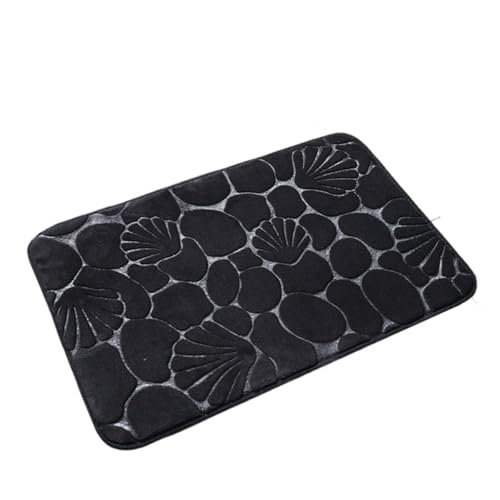 EWUHYFP Badematte for Zuhause, super saugfähig, Badezimmerteppich, weicher Boden, Schlafzimmer, WC-Boden, Duschvorleger, Dekor, weich, trocknet schnell(Black,50CMx80CM) von EWUHYFP