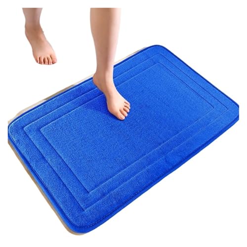 EWUHYFP Badezimmer-Fußmatte, Memory Foam-Pad, mit Kopfsteinpflaster geprägte Badezimmer-Badematte, rutschfeste Teppiche, schnelle Wasseraufnahme, Duschraummatte(Blue,40CMx60CM) von EWUHYFP