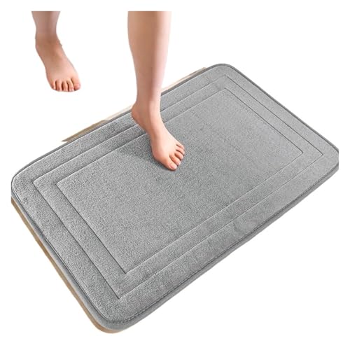 EWUHYFP Badezimmer-Fußmatte, Memory Foam-Pad, mit Kopfsteinpflaster geprägte Badezimmer-Badematte, rutschfeste Teppiche, schnelle Wasseraufnahme, Duschraummatte(Grey,40CMx60CM) von EWUHYFP
