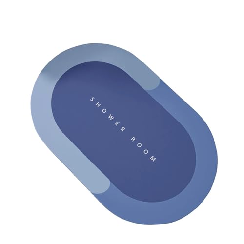 EWUHYFP Badezimmer rutschfeste saugfähige Bodenmatte Home Küche Duschraum Badewanne Teppich Schnelltrocknende Tür Memory Foam Pads(Round Blue) von EWUHYFP