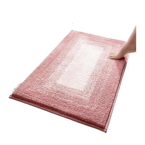 EWUHYFP Badezimmerteppich, WC-wasserabsorbierende Matten, Haushaltsbadezimmer, Badezimmereingangsteppich, Badewanne, rutschfeste Fußmatte(Pink,40x60cm-16x23inch) von EWUHYFP