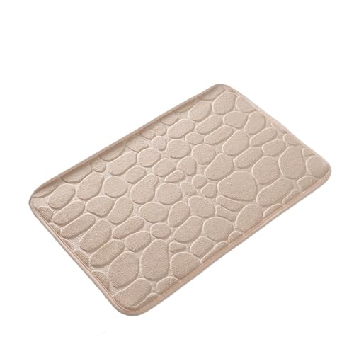 EWUHYFP Geprägte Badezimmer-Badematte, rutschfeste Teppiche im Waschbecken, Badewannen-Seitenbodenteppich, Duschraum-Fußmatte, Memory Foam-Pad(Beige) von EWUHYFP