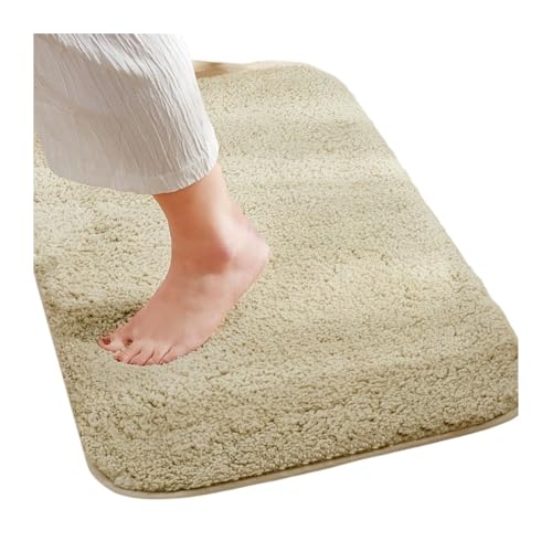 EWUHYFP Saugfähige Matte fürs Badezimmer, schnelltrocknend, rutschfeste Bodenmatte, Badevorleger, Teppich, Badezimmer-Bodenmatte, Badezimmer-Schlafzimmerteppich(Beige,60x90cm) von EWUHYFP