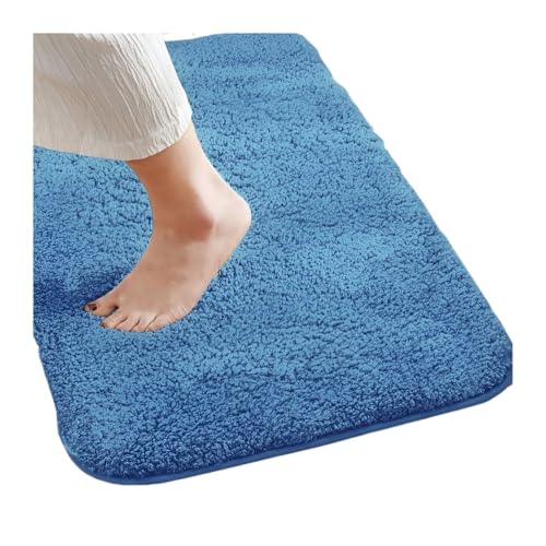 EWUHYFP Saugfähige Matte fürs Badezimmer, schnelltrocknend, rutschfeste Bodenmatte, Badevorleger, Teppich, Badezimmer-Bodenmatte, Badezimmer-Schlafzimmerteppich(Blue,50x80cm) von EWUHYFP
