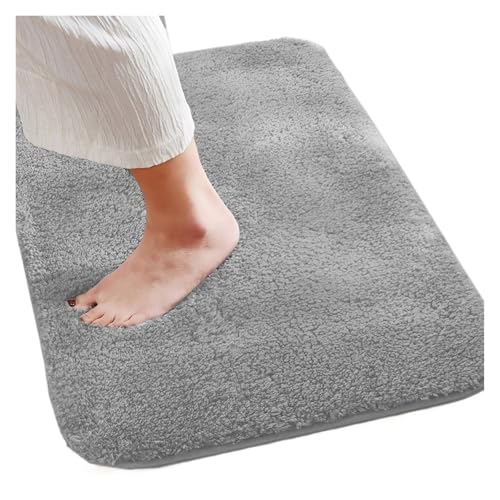 EWUHYFP Saugfähige Matte fürs Badezimmer, schnelltrocknend, rutschfeste Bodenmatte, Badevorleger, Teppich, Badezimmer-Bodenmatte, Badezimmer-Schlafzimmerteppich(Light Grey,50x80cm) von EWUHYFP