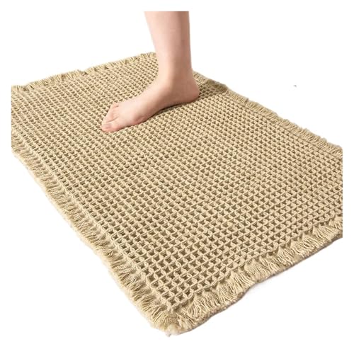 EWUHYFP Saugfähiger Badezimmerteppich, rutschfeste Badematte, weiche, maschinenwaschbare Fußmatte for die Toilette, saugfähiger Teppich neben dem Badewannenwaschbecken(Brown,46x77cm) von EWUHYFP