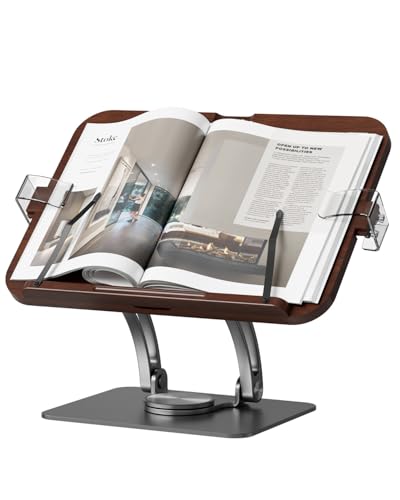 EWX Buchständer - langlebige und zuverlässige Buchhalter zum freihändigen Lesen - praktischer drehbarer Displayständer für Kochbücher, Notenblätter, schwerere Bücher - Massivholzständer von EWX