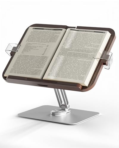 EWX Buchständer zum Lesen, verstellbarer Buchhalter der dritten Generation, mit 360° drehbarem Sockel, faltbarer Kochbuchständer, Rezeptbuch mit ABS-Seitenclips für Noten, Laptop, Rezept, Lehrbuch von EWX