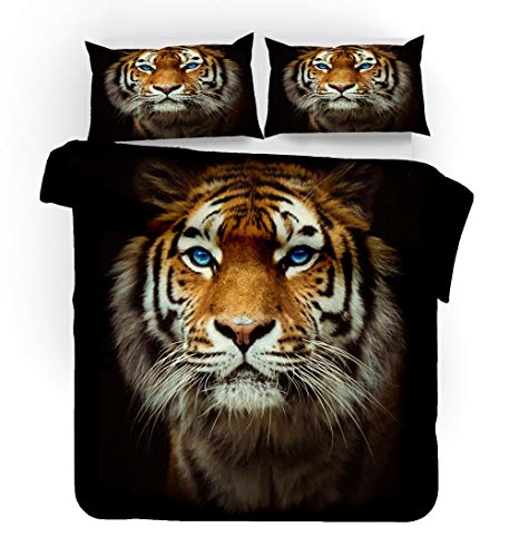 EWYTWD Bettbezug 3 Teilig 3D Tiger Drucken Bettwäsche Set 155x220cm und 2 mal 80x80cm Kissenbezug Bettbezüge Mikrofaser Super Weich Flauschige mit Reißverschluss EWYTWD Bettbezug 3 Teilig 3D Tiger Drucken Bettwäsche Set 155x220cm und 2 mal 80x80cm Kissenbezug Bettbezüge Mikrofaser Super Weich Flauschige mit Reißverschluss von EWYTWD