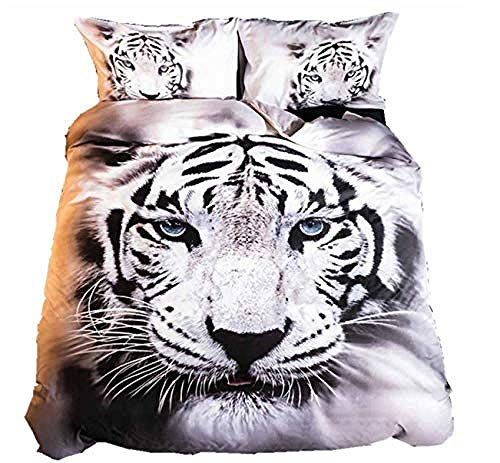 EWYTWD Bettbezug 3 Teilig 3D Weißer Tiger Bettwäsche Set mit Reißverschluss 135x200cm Super Weich Mikrofaser Flauschige Bettbezüge und 2 80x80cm Kissenbezug EWYTWD Bettbezug 3 Teilig 3D Weißer Tiger Bettwäsche Set mit Reißverschluss 135x200cm Super Weich Mikrofaser Flauschige Bettbezüge und 2 80x80cm Kissenbezug von EWYTWD