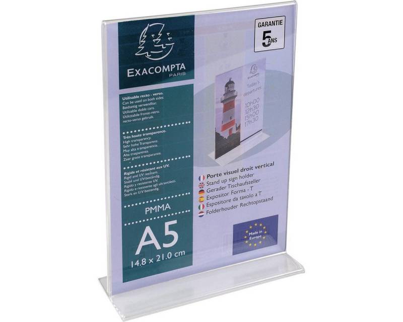 EXACOMPTA Tischelement Exacompta Prospekthalter 85158D T-Form PMMA A5 von EXACOMPTA