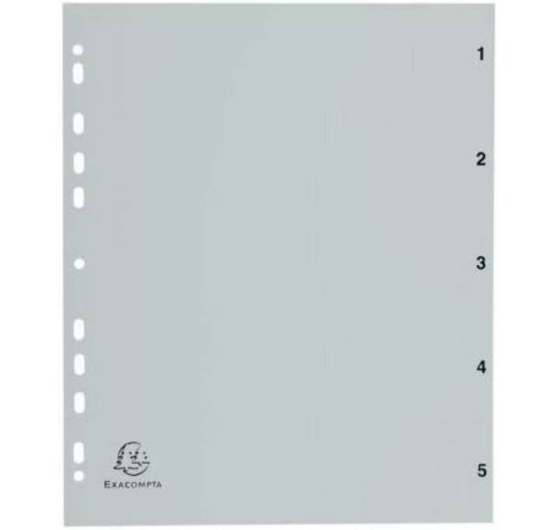 EXACOMPTA Papierscheren Ordnerregister Vollformat 1-5 grau 5-teilig, 1 Satz von EXACOMPTA
